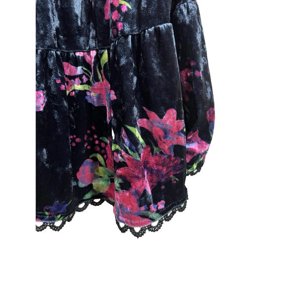Sugarlips Curve Tulda Floral Amari Velvet Tiered Mini Dress 1x  New - Picture 4 of 9